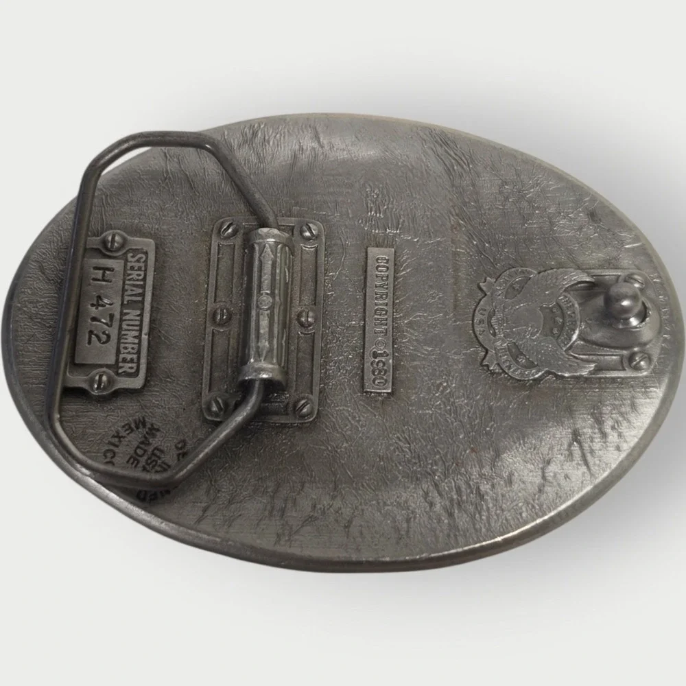 Vintage 1980 Great American Buckle Co‎ Jumping Deer Enamel Belt Buckle H472